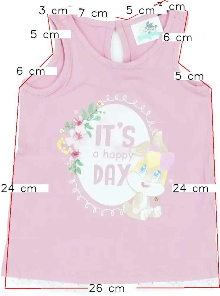 Rózsaszín Looney Tunes Lányka / Női ujjatlan póló / top EU 62 / UK 0-3 hónap / US 0-3 hónap