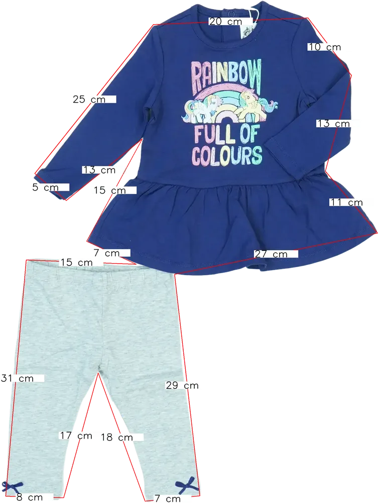 Kék My Little Pony 2 részes szett - Felsőruházat és nadrág EU 68 / UK 3-6 hónap / US 3-6 hónap