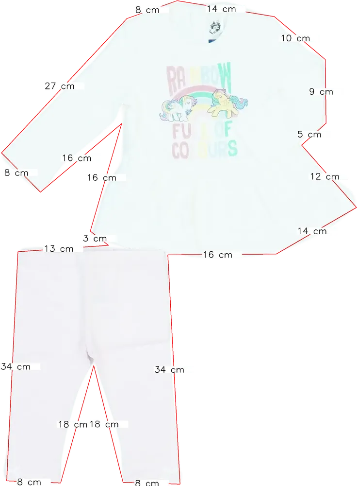 Fehér My Little Pony 2 részes szett - Felsőruházat és nadrág EU 74 / UK 6-9 hónap / US 6-9 hónap