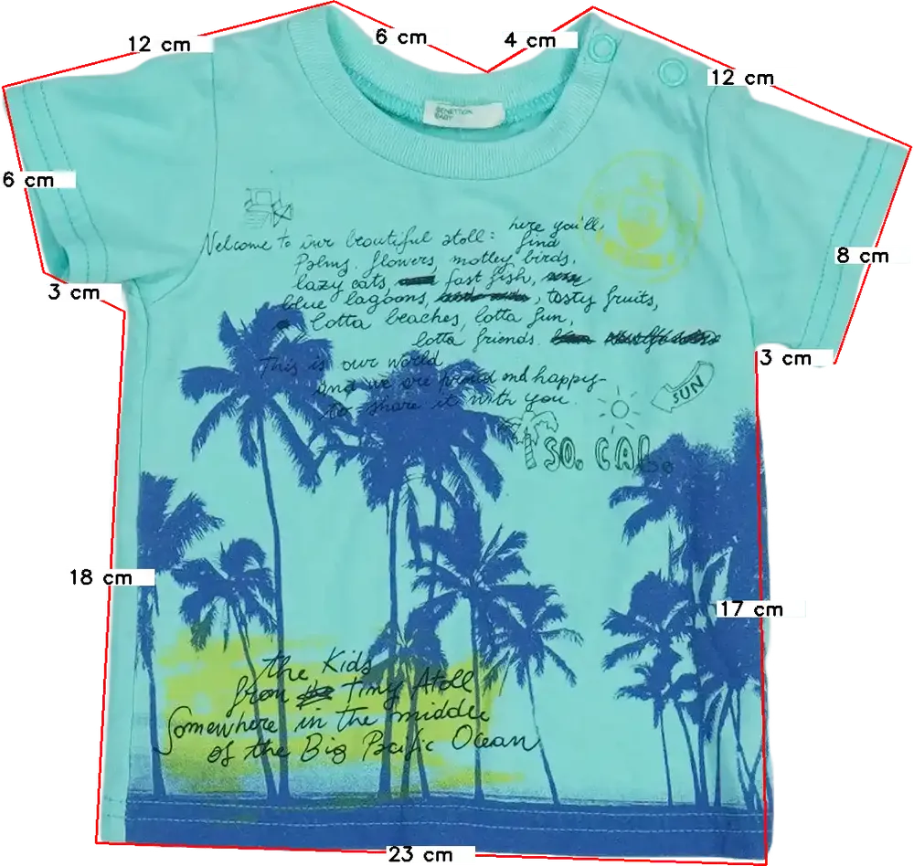 Zöld Benetton Póló EU 56 / UK Újszülött / US Újszülött