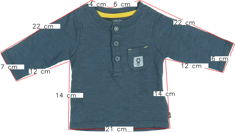 Szürke Obaibi Hosszú ujjú felső EU 56 / UK Újszülött / US Újszülött