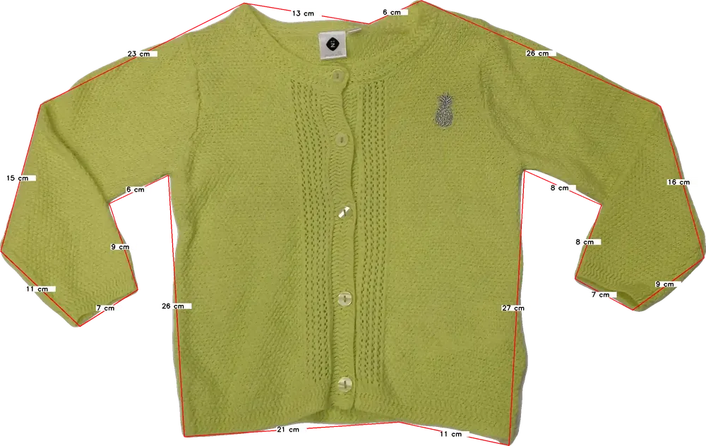 Sárga Grain de blé Kardigán EU 74 / UK 6-9 hónap / US 6-9 hónap