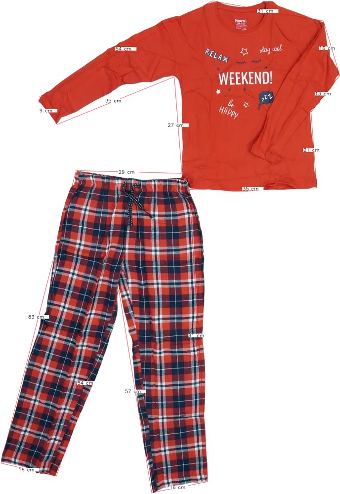 Piros Lupilu Pizsama EU 140 / UK 10 év / US 10 év/L