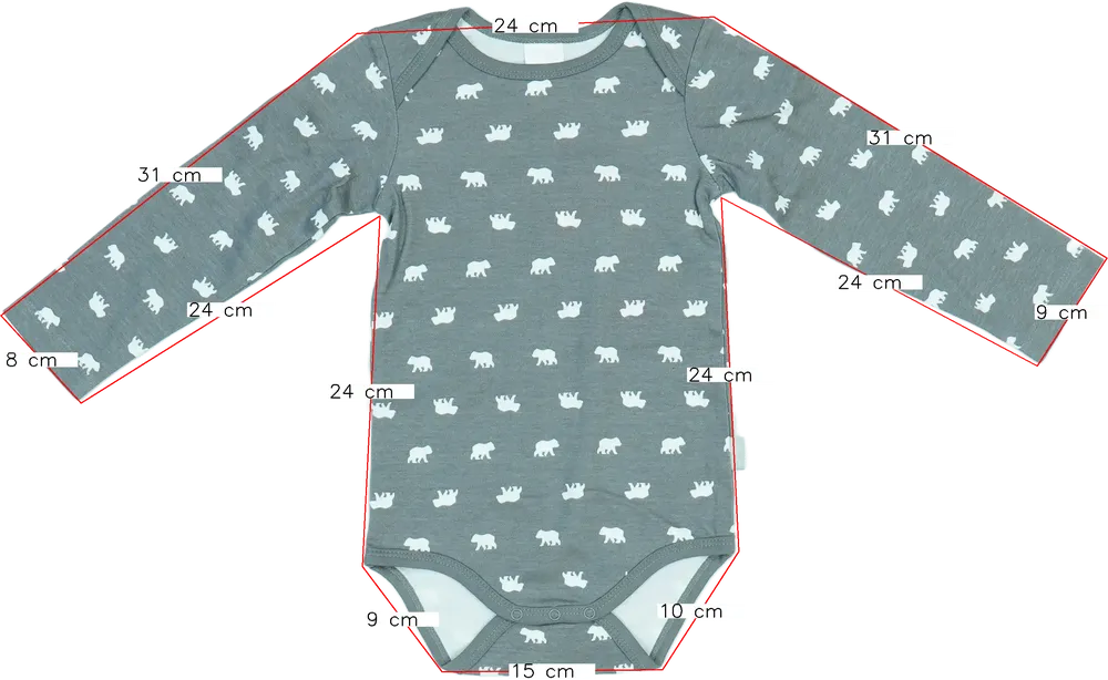 Szürke Pusblu Hosszú ujjú body EU 92 / UK 2 év / US 2T