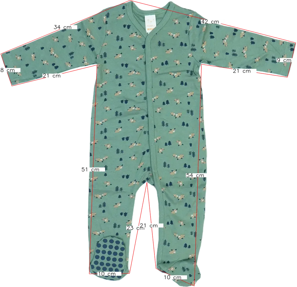 Zöld Pusblu Hosszú ujjú rugdalózó EU 80 / UK 9-12 hónap / US 12 hónap