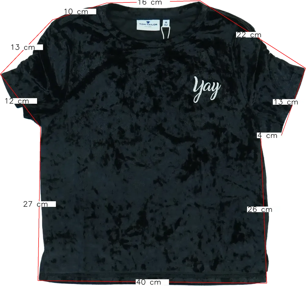 Fekete Tom Tailor Póló EU 152 / UK 12 év / US 12 év/L