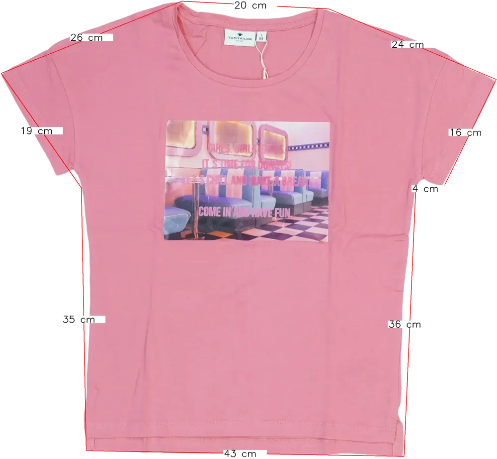 Rózsaszín Tom Tailor Póló EU 164 / UK 14 év / US 14 év/XL