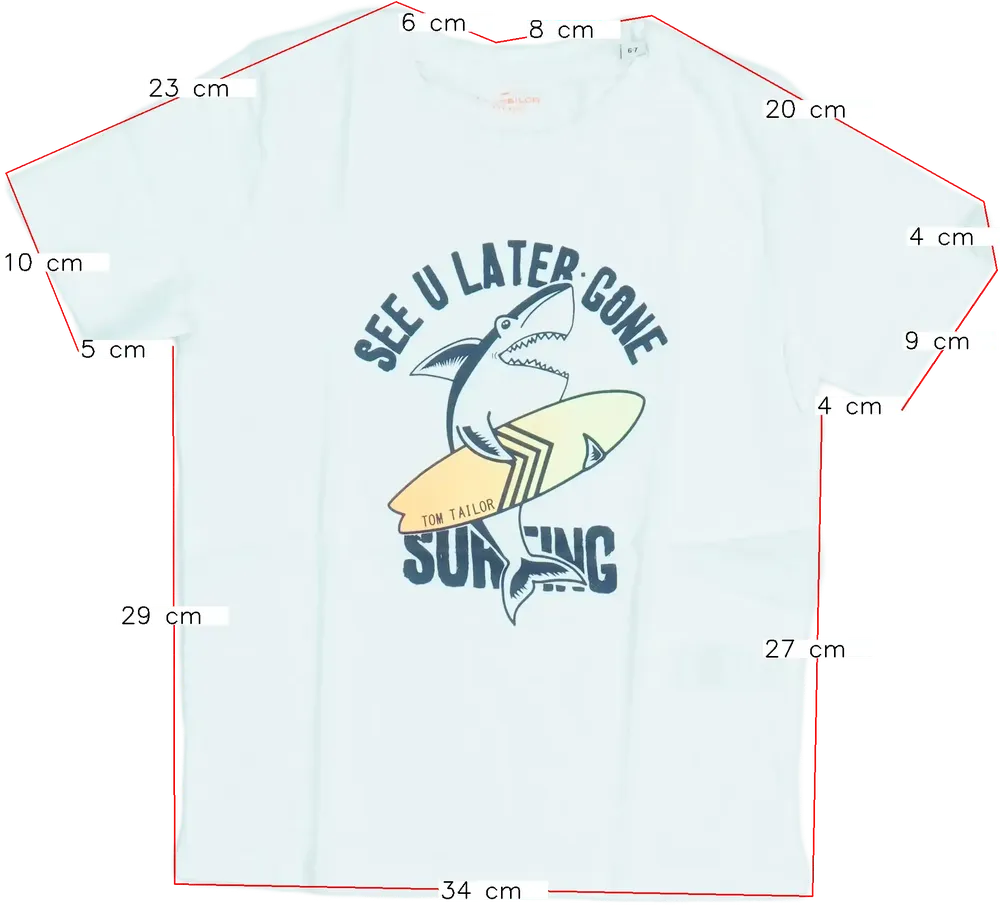 Fehér Tom Tailor Póló EU 122 / UK 7 év / US 7 év/M