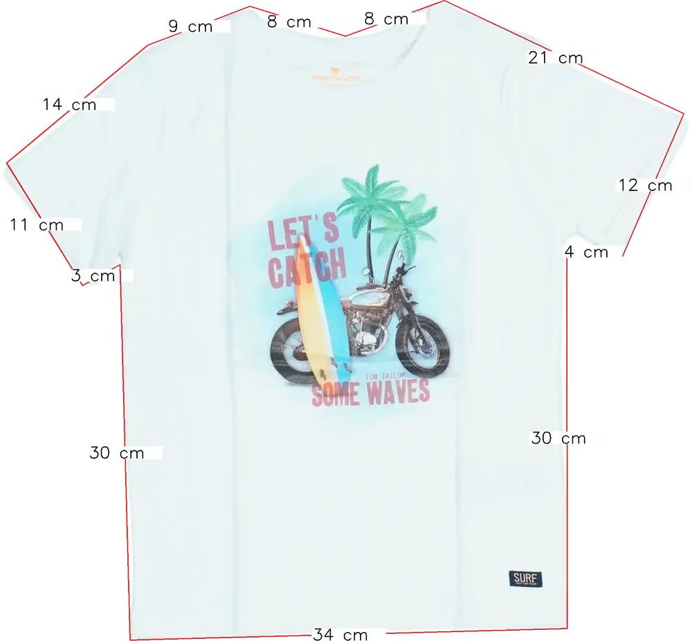 Fehér Tom Tailor Póló EU 122 / UK 7 év / US 7 év/M