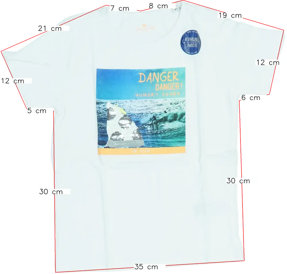 Fehér Tom Tailor Póló EU 122 / UK 7 év / US 7 év/M