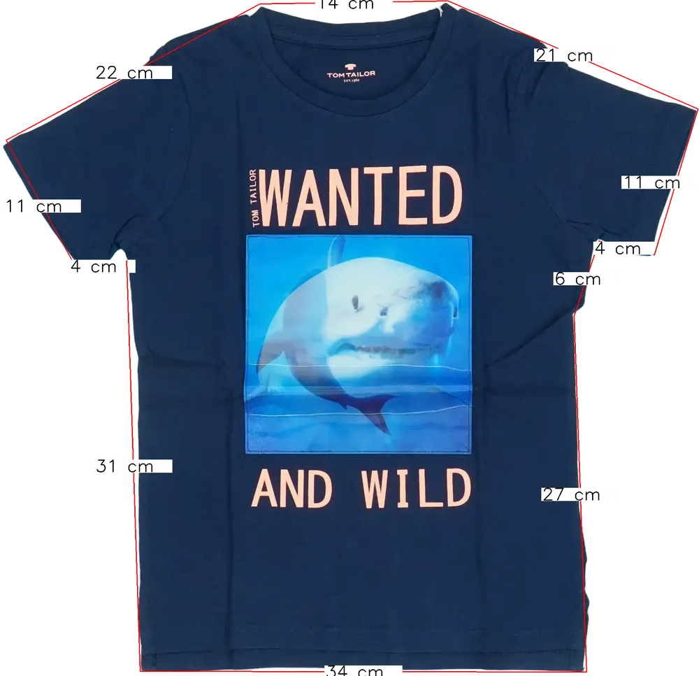 Kék Tom Tailor Póló EU 122 / UK 7 év / US 7 év/M