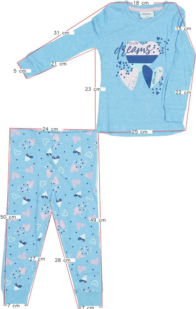 Kék Lily&amp;Dan Pizsama EU 98 / UK 3 év / US 3T