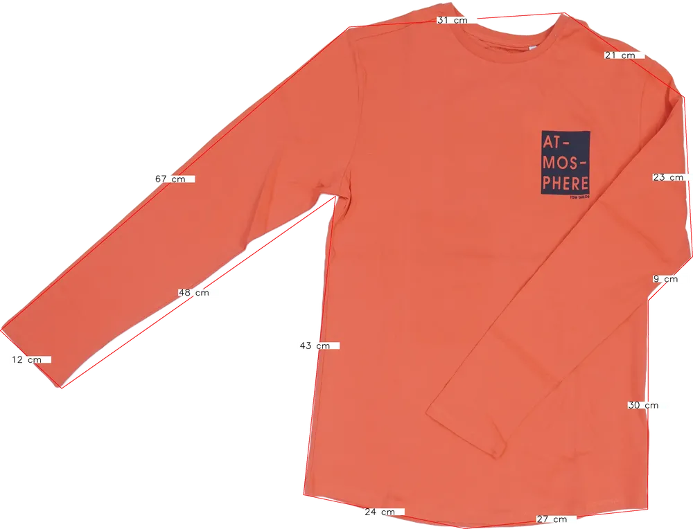 Piros Tom Tailor Póló EU 176 / UK 16 év / US XL