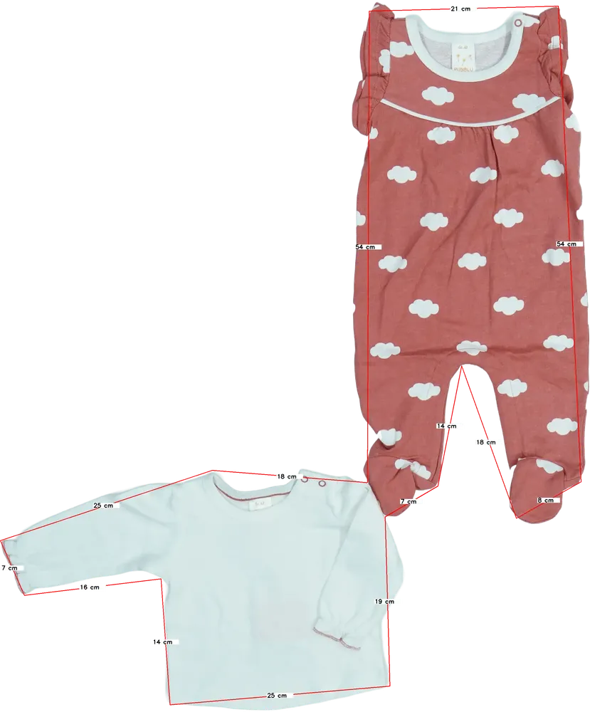 Multicoloured Pusblu 2-piece set - Top &amp; Bottom EU 68 / UK 3-6 months / US 3-6 months