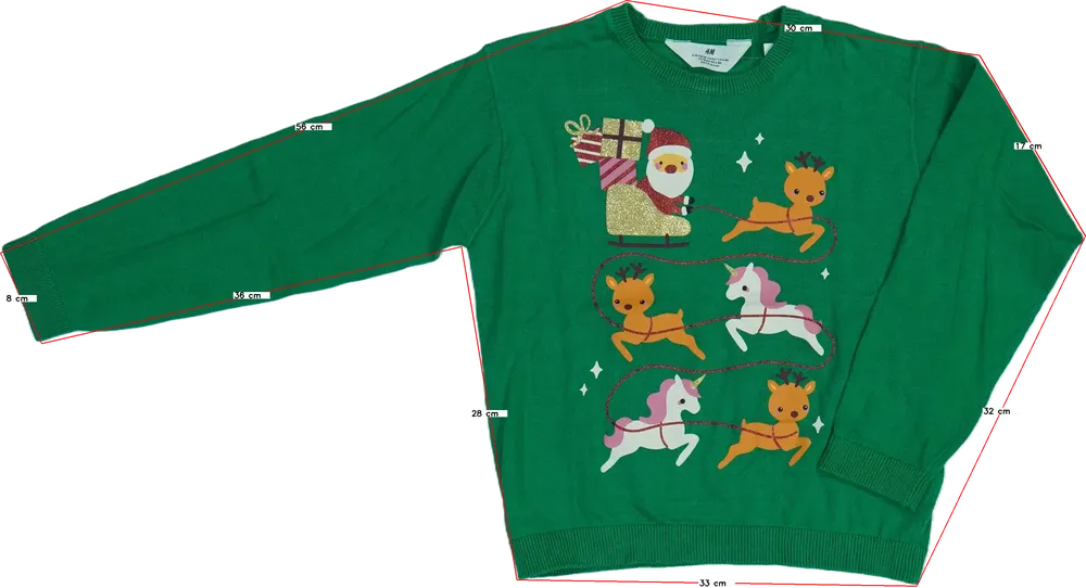 Zöld H&amp;M Kötött pulcsi EU 128 / UK 8 év / US 8 év/M