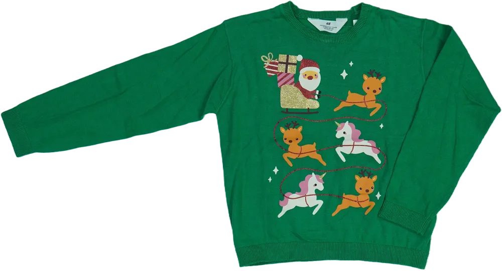 Zöld H&amp;M Kötött pulcsi EU 128 / UK 8 év / US 8 év/M