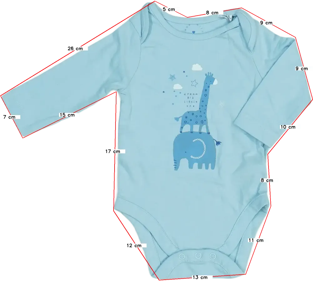 Kék Mothercare Hosszú ujjú body EU 68 / UK 3-6 hónap / US 3-6 hónap