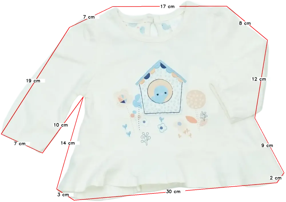 White Mini Club Long sleeve top EU 62 / UK 0-3 months / US 0-3 months