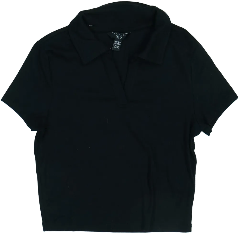 Fekete New Look Galléros póló EU 158 / UK 13 év / US 14 év/XL