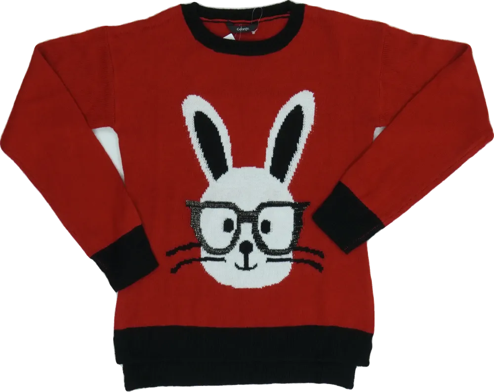 Piros George Kötött pulcsi EU 158 / UK 13 év / US 14 év/XL