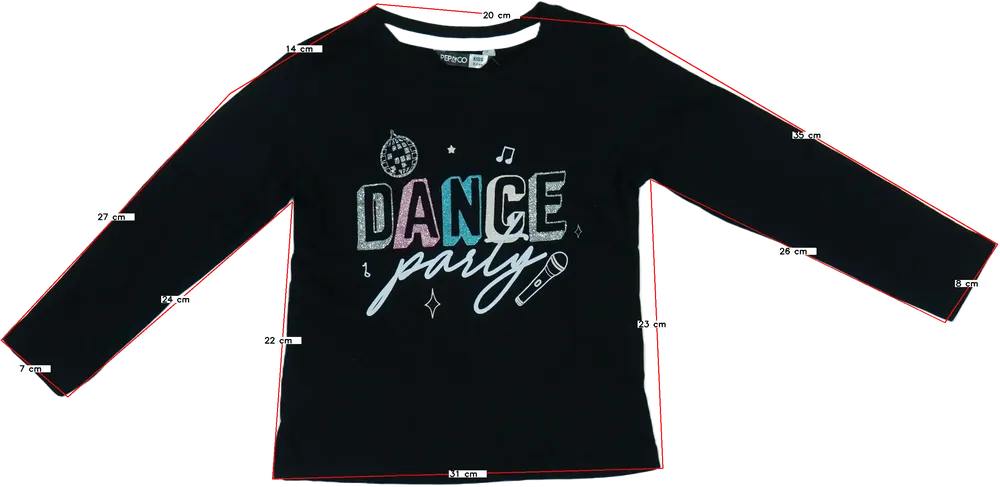 Fekete Pepco Hosszú ujjú felső EU 98 / UK 3 év / US 3T