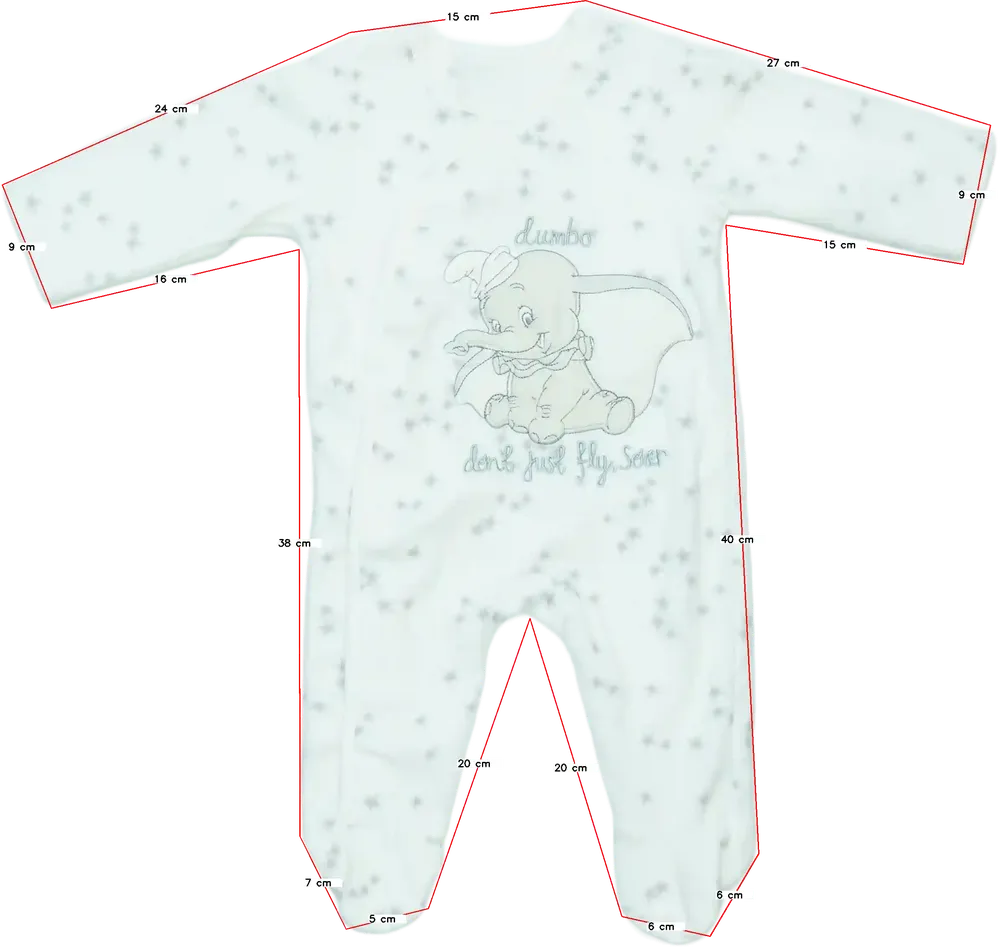 Fehér Disney Hosszú ujjú rugdalózó EU 68 / UK 3-6 hónap / US 3-6 hónap