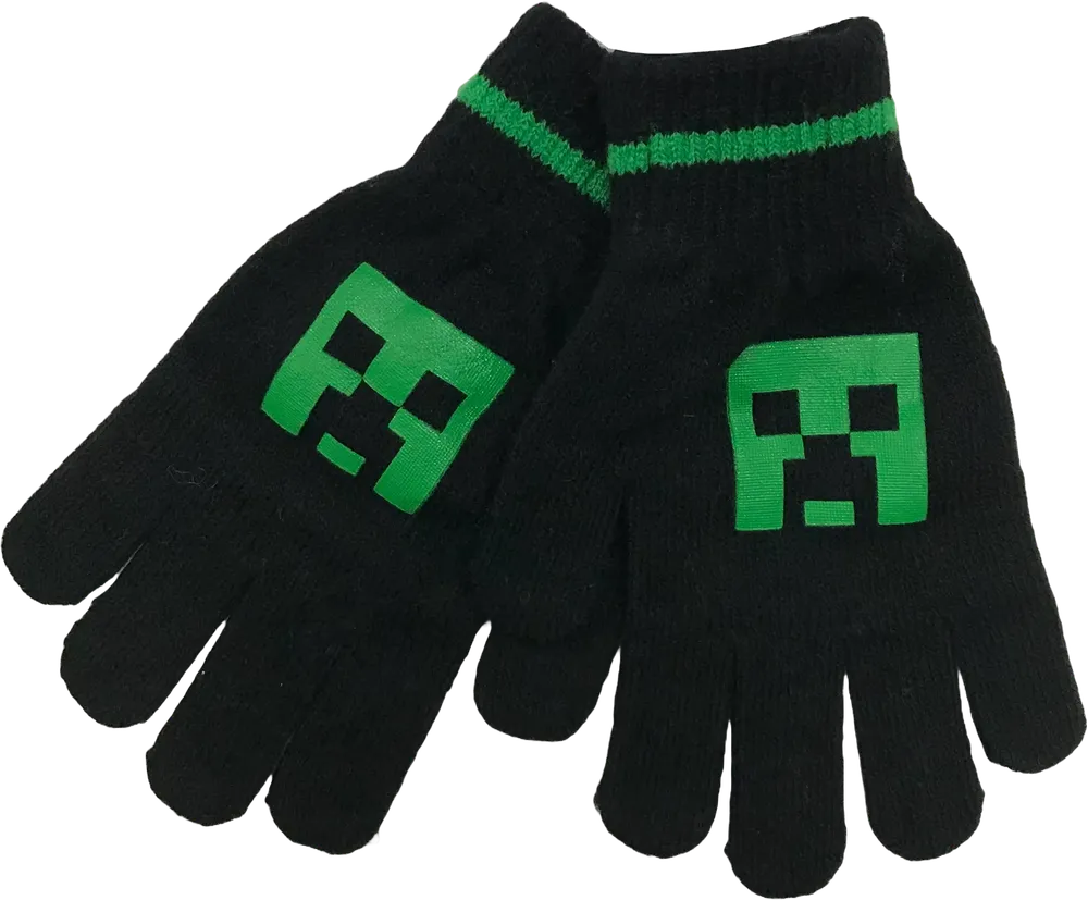 Fekete Minecraft Kesztyű (5-ujjas) EU 128 / UK 8 év / US 8 év/M