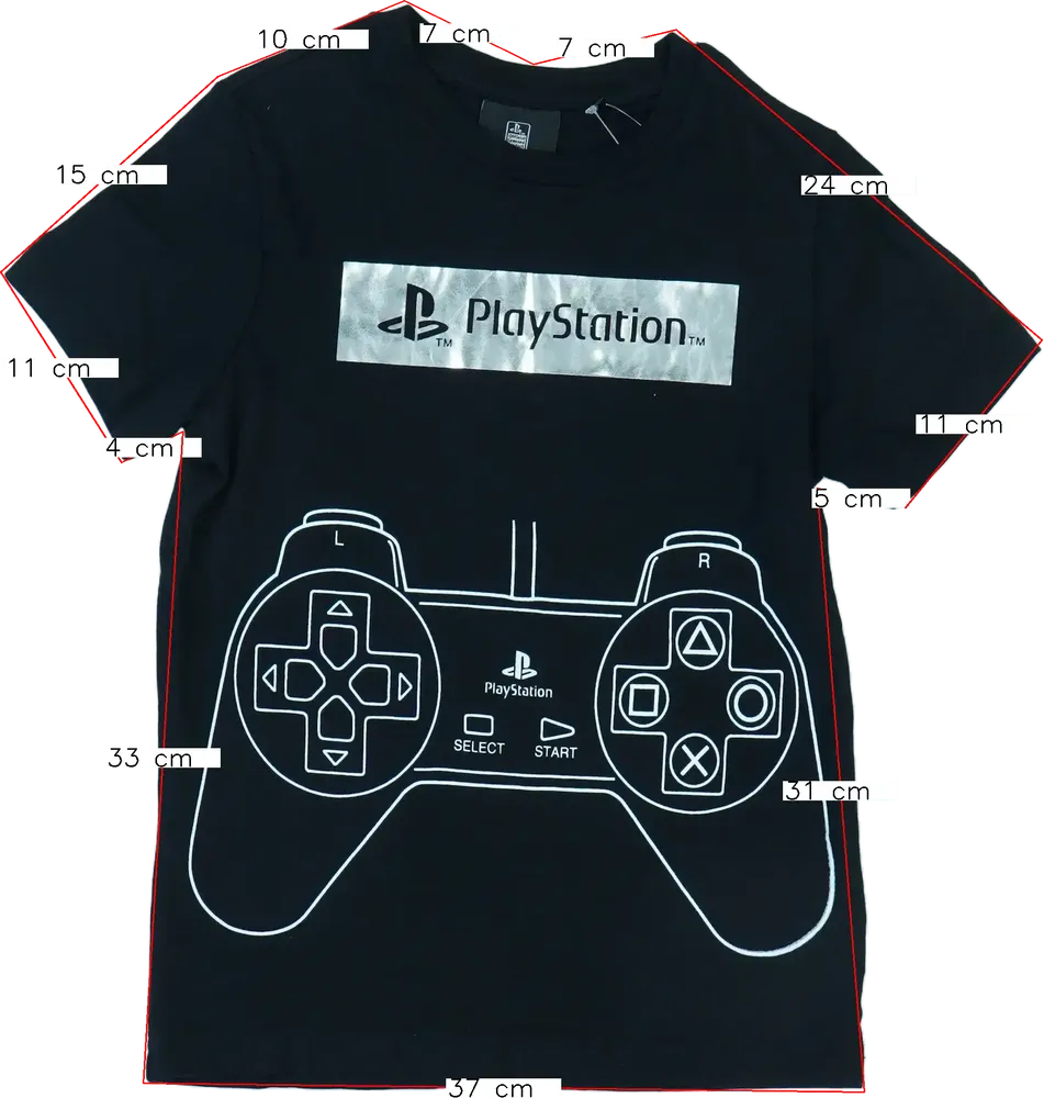 Fekete PlayStation Póló EU 128 / UK 8 év / US 8 év/M