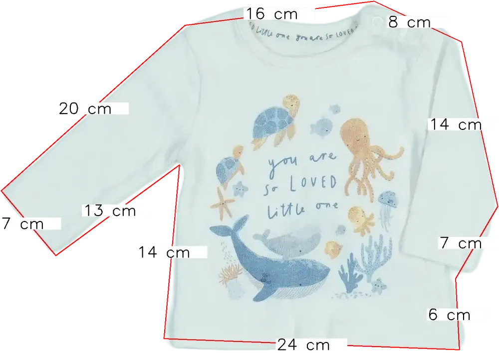 Fehér George Hosszú ujjú felső EU 50 / UK Újszülött / US Újszülött