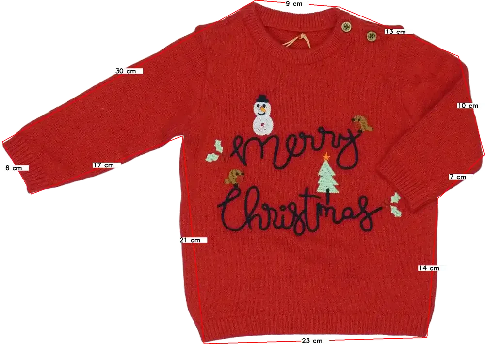 Piros George Kötött pulcsi EU 68 / UK 3-6 hónap / US 3-6 hónap