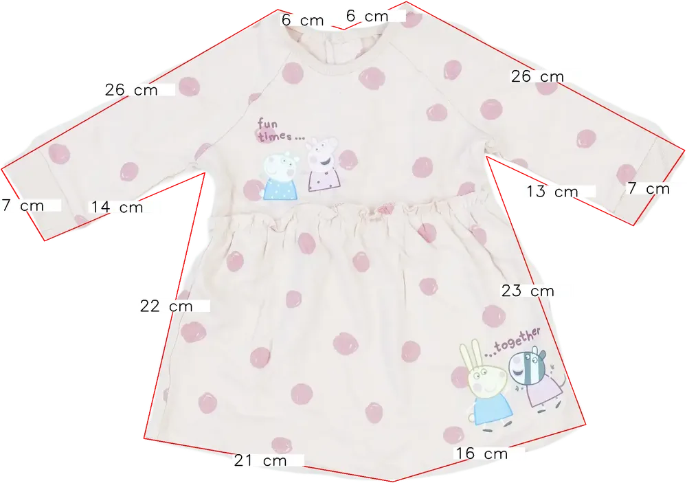 Rózsaszín Peppa Pig Ruha EU 62 / UK 0-3 hónap / US 0-3 hónap