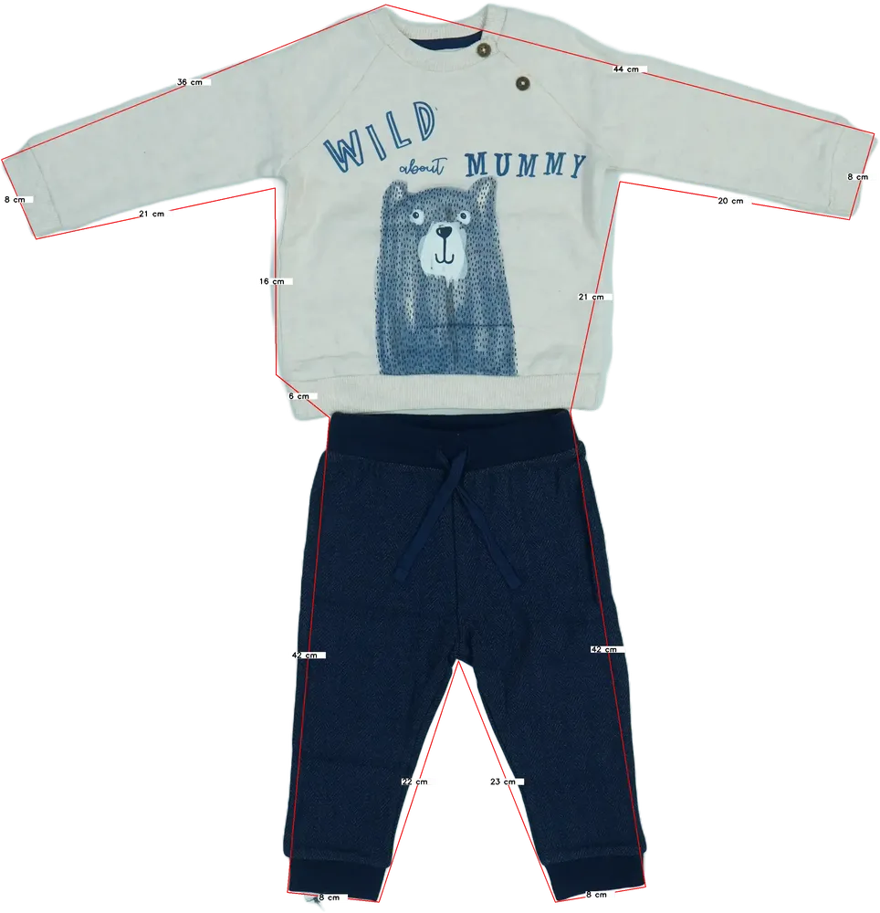 Többszínű F&amp;F/Fred&amp;Flo 2 részes szett - Felsőruházat és nadrág EU 80 / UK 9-12 hónap / US 12 hónap