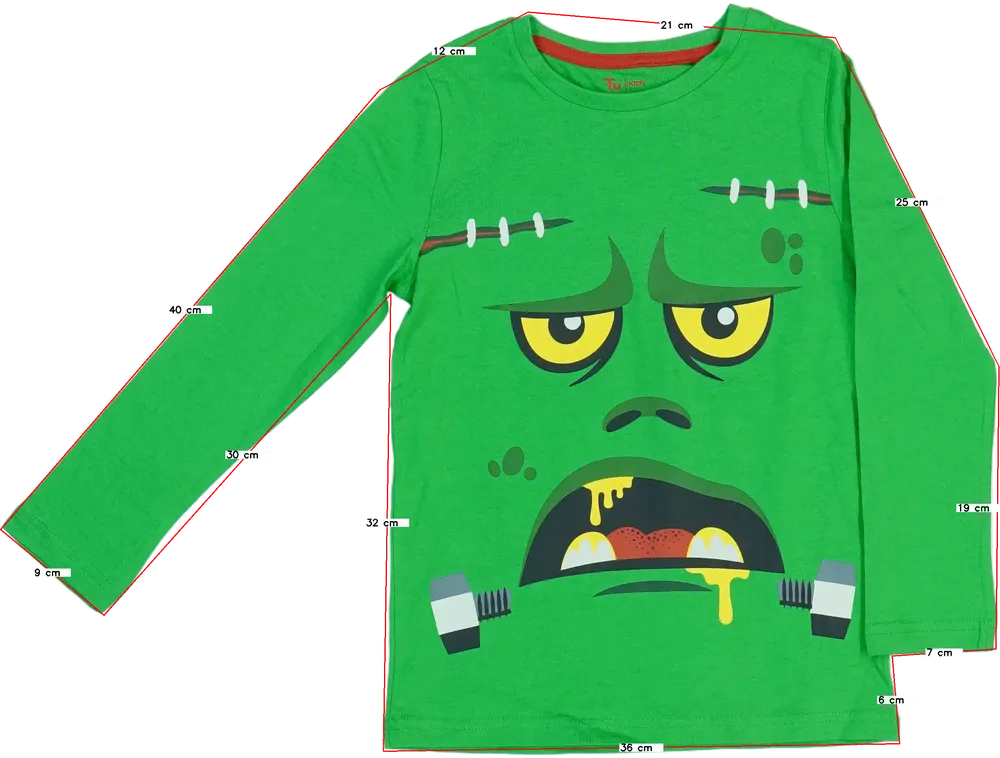 Zöld TU Hosszú ujjú felső EU 122 / UK 7 év / US 7 év/M