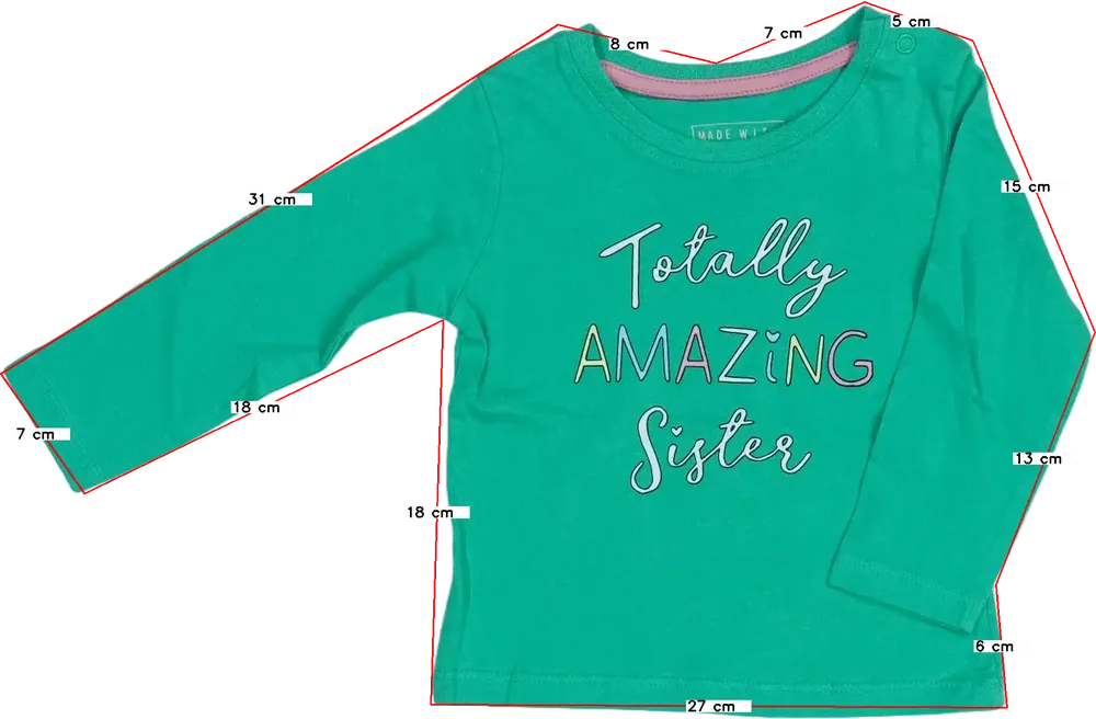 Zöld Primark Hosszú ujjú felső EU 74 / UK 6-9 hónap / US 6-9 hónap