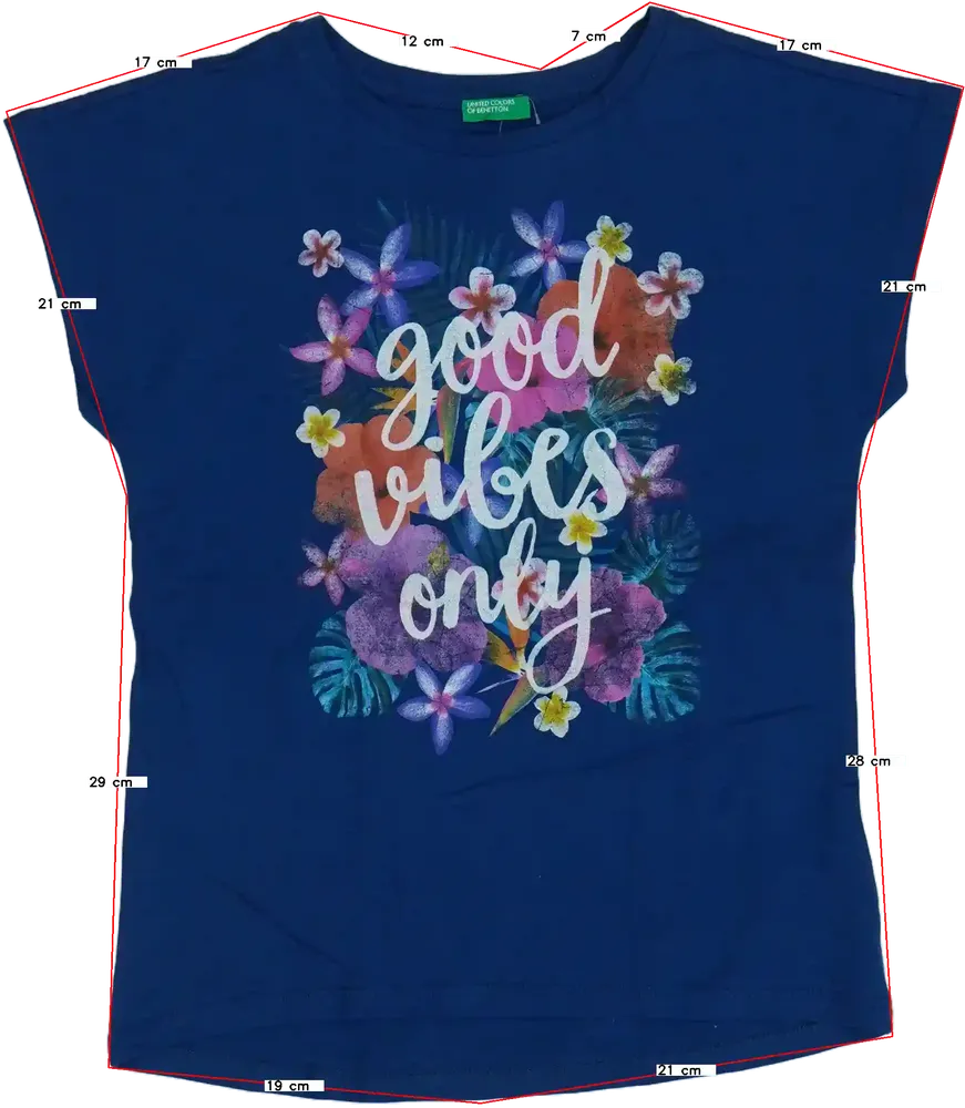 Kék Benetton Póló EU 128 / UK 8 év / US 8 év/M