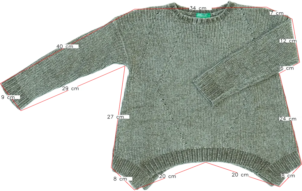 Zöld Benetton Kötött pulcsi EU 122 / UK 7 év / US 7 év/M