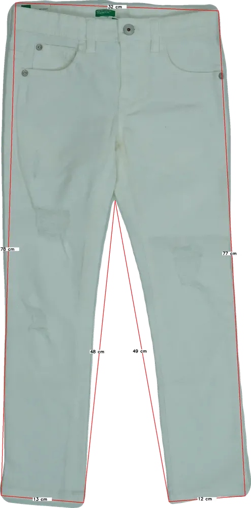 Fehér Benetton Farmernadrág EU 128 / UK 8 év / US 8 év/M