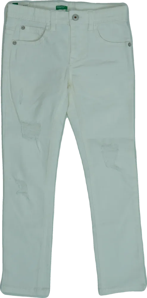 Fehér Benetton Farmernadrág EU 128 / UK 8 év / US 8 év/M