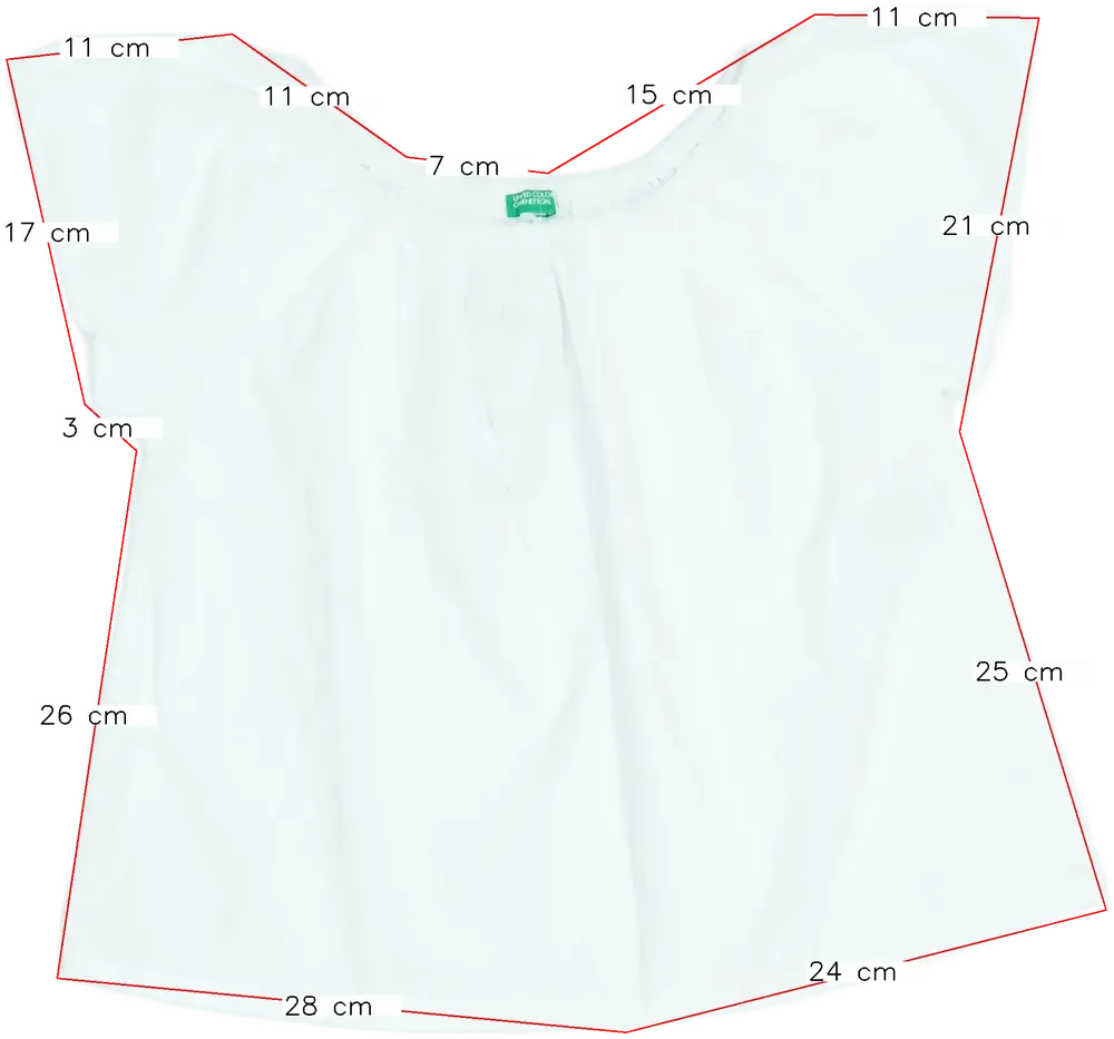 Fehér Benetton Póló EU 134 / UK 9 év / US 9 év/L