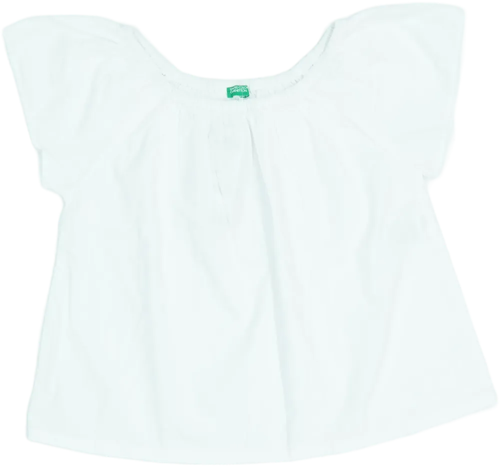 Fehér Benetton Póló EU 134 / UK 9 év / US 9 év/L