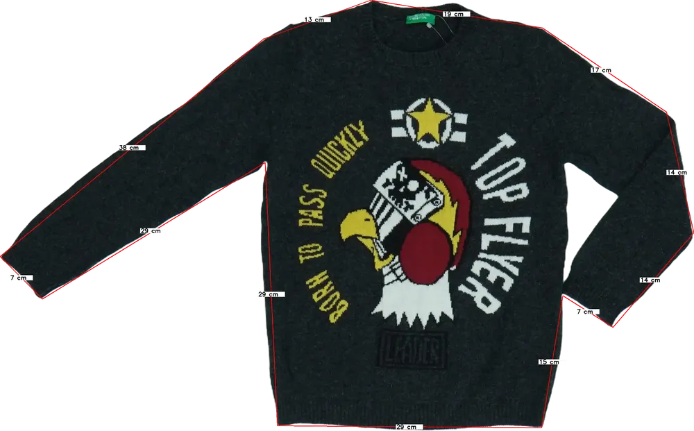 Szürke Benetton Kötött pulcsi EU 110 / UK 5 év / US 5 év/XS