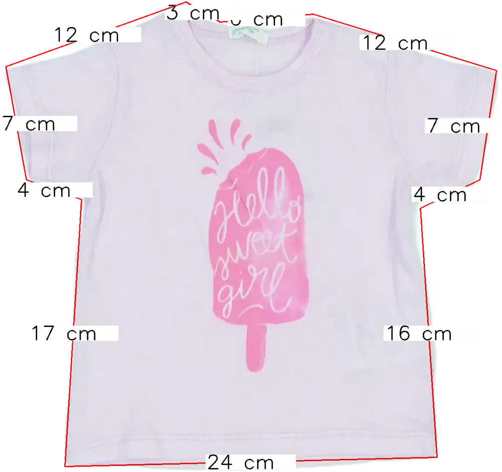 Rózsaszín Benetton Póló EU 62 / UK 0-3 hónap / US 0-3 hónap