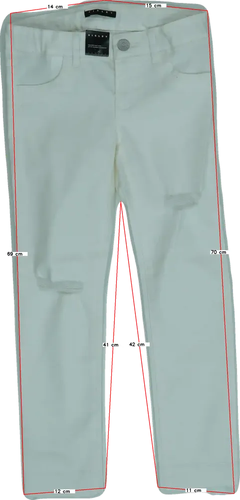 Fehér Sisley Farmernadrág EU 140 / UK 10 év / US 10 év/L