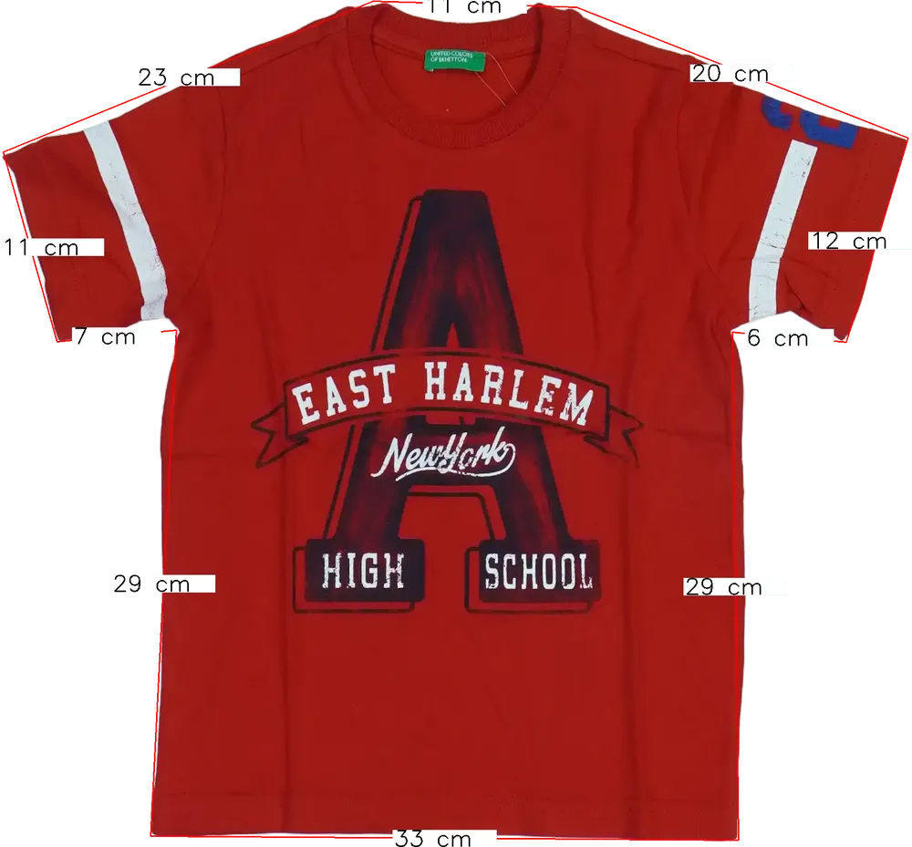 Piros Benetton Póló EU 110 / UK 5 év / US 5 év/XS