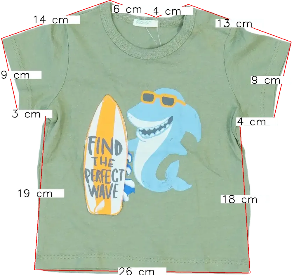 Zöld Benetton Póló EU 68 / UK 3-6 hónap / US 3-6 hónap