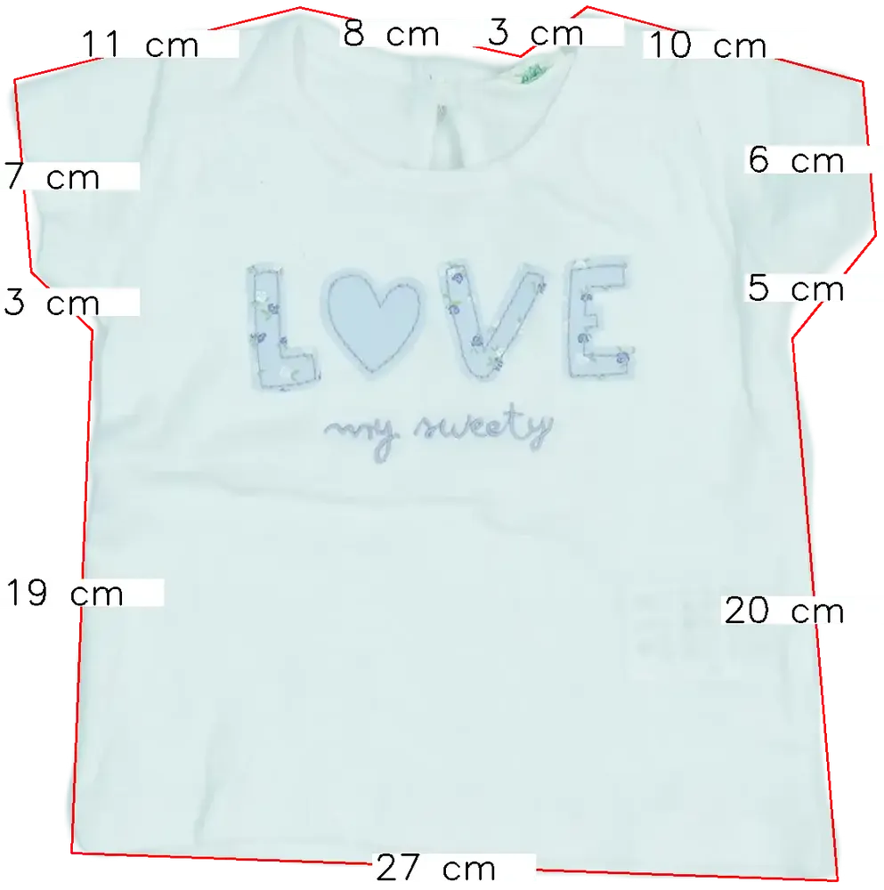 Fehér Benetton Póló EU 68 / UK 3-6 hónap / US 3-6 hónap