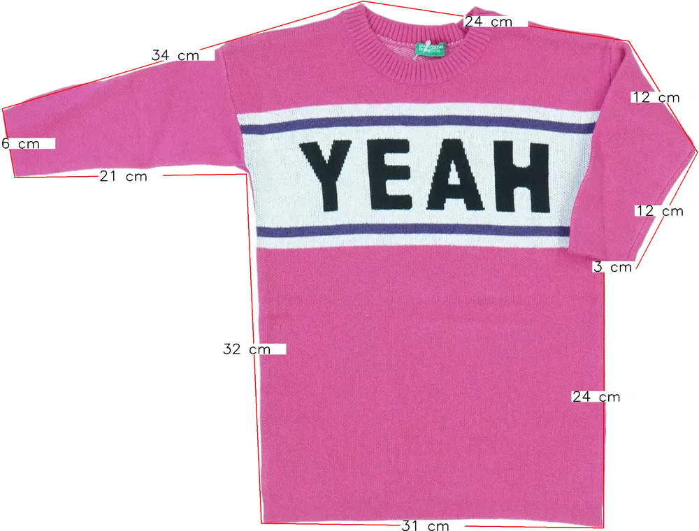 Rózsaszín Benetton Kötött pulcsi EU 92 / UK 2 év / US 2T