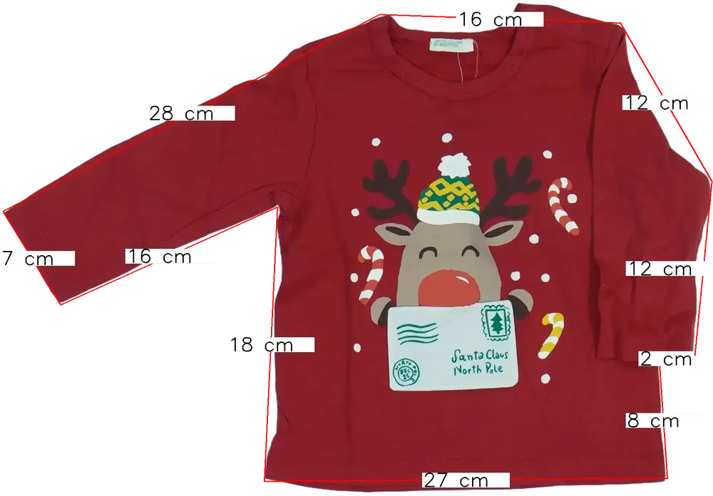 Bordó Benetton Hosszú ujjú felső EU 74 / UK 6-9 hónap / US 6-9 hónap