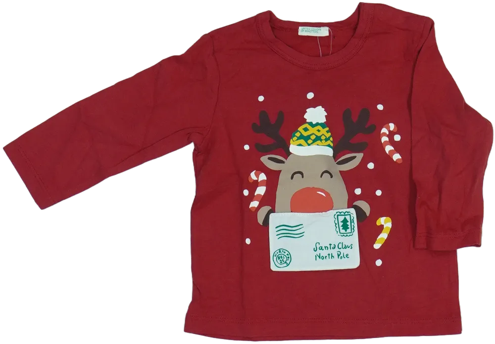 Bordó Benetton Hosszú ujjú felső EU 74 / UK 6-9 hónap / US 6-9 hónap