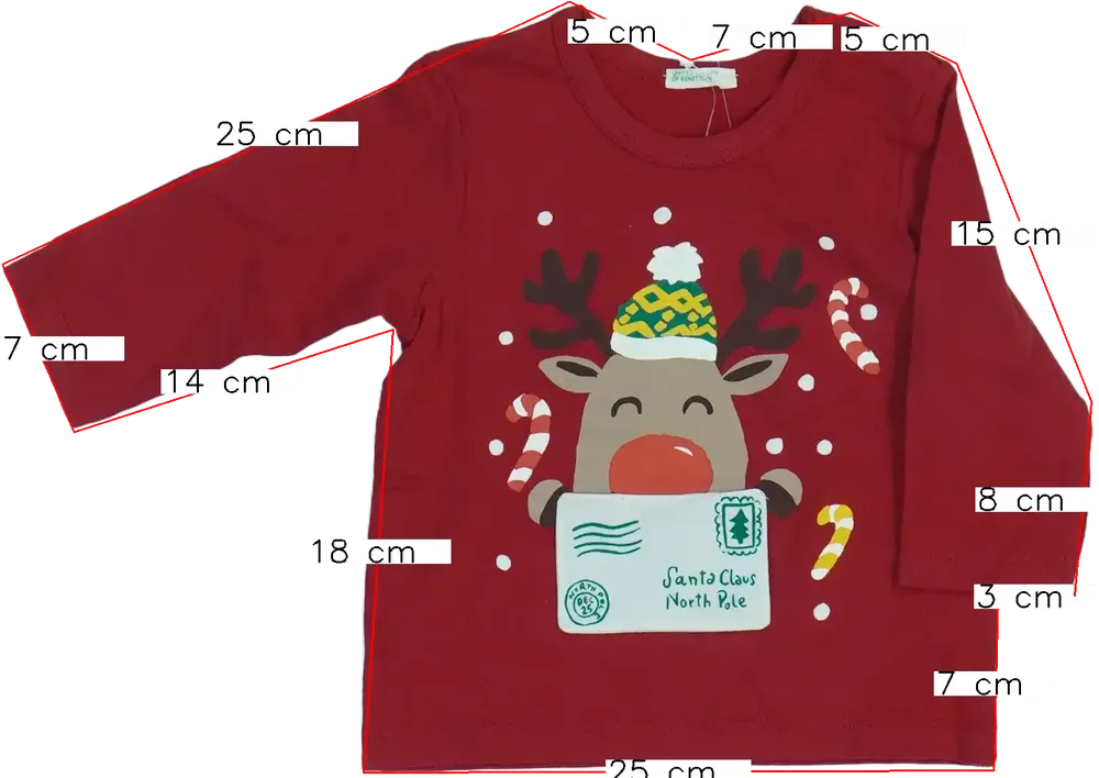 Bordó Benetton Hosszú ujjú felső EU 68 / UK 3-6 hónap / US 3-6 hónap